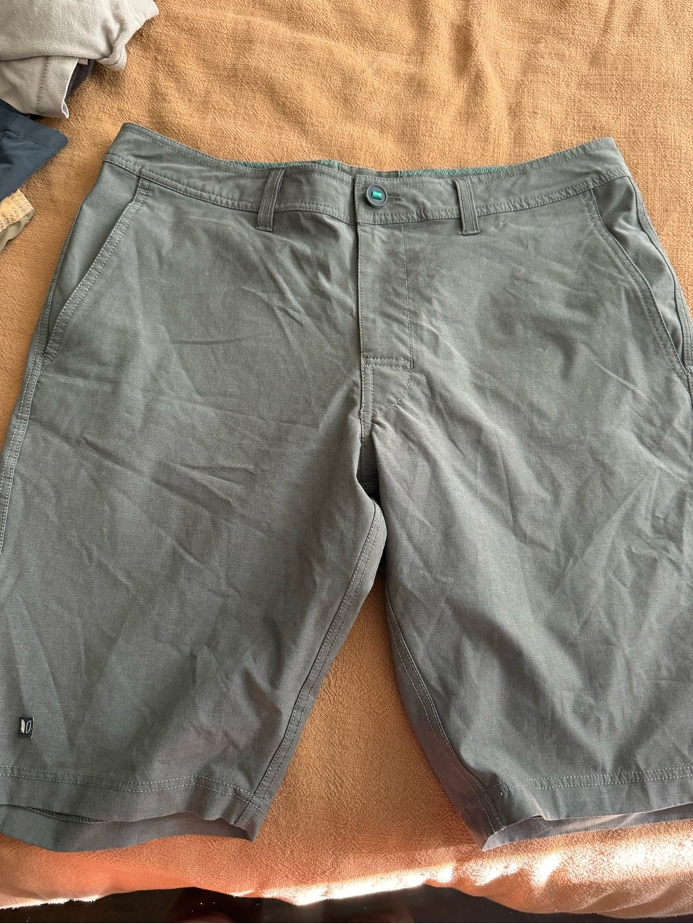 Linksoul Olive Green Flat-Front Men's Shorts